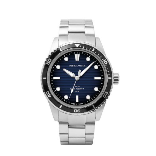MONTRE PIERRE LANNIER INTI SOLAIRE ARGENTEE ET BLEUE 244H161