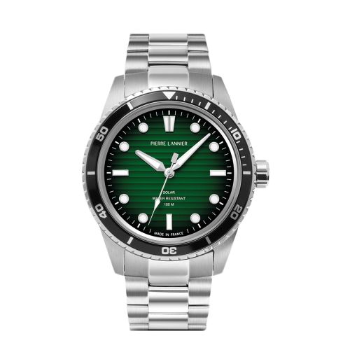 MONTRE PIERRE LANNIER INTI SOLAIRE ARGENTEE ET VERTE 244H171